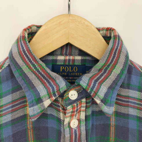 ポロラルフローレン POLO RALPH LAUREN RELAXED FIT コットン チェックシャツ ダブルフェイス ネルシャツ 猫目ボタン メンズ import:S